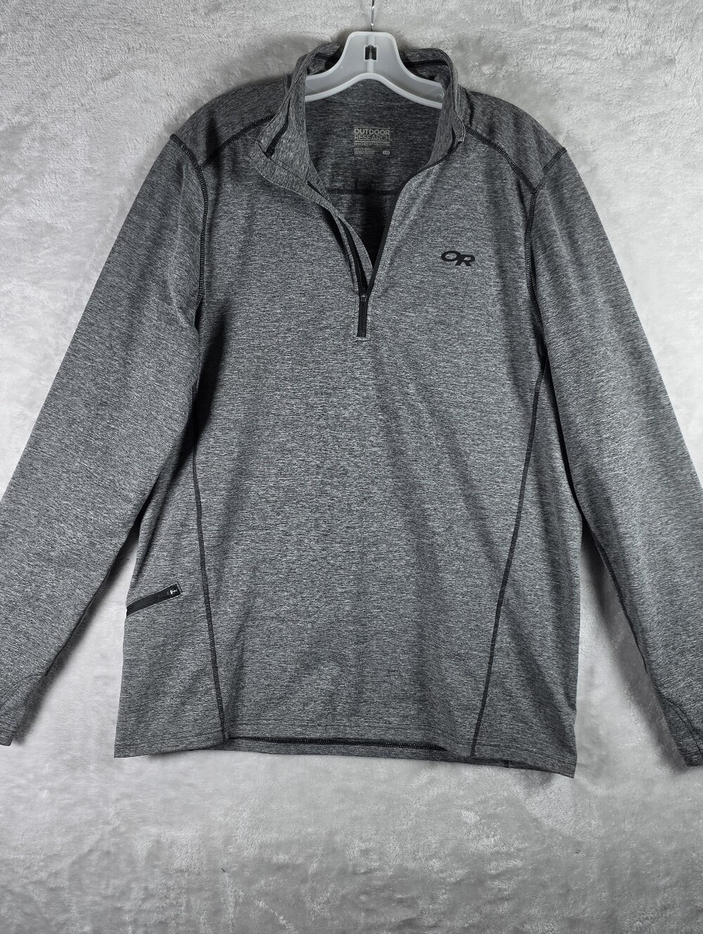 Outdoor Research Baritone Quarter Zip Pullover Mens Size Large Heather Gray
